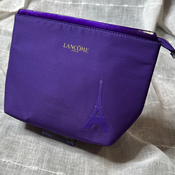 Lancôme Paris Eiffel Tower Purple Cosmetic Makeup Bag NWOT Stunning Quality - Picture 1 of 9